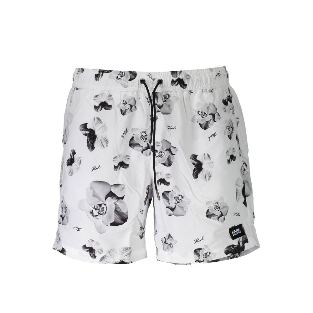 Karl Lagerfeld Bianco Polyester Men's Swim Boxer