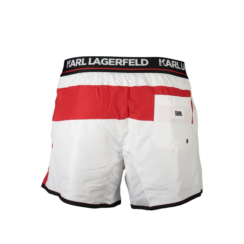 Karl Lagerfeld Bianco Poliestere Men Swim Boxer