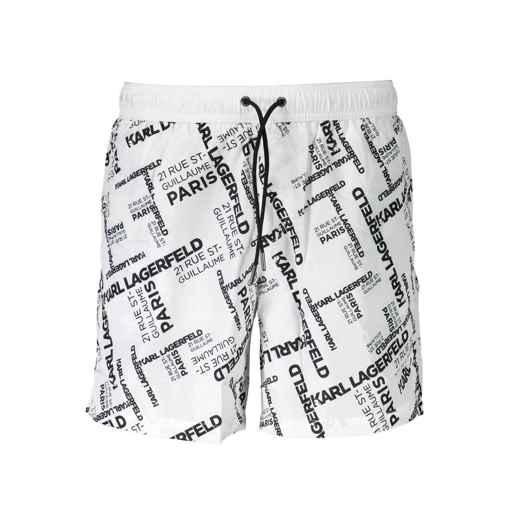 Karl Lagerfeld Bianco Polyester Men's Swim Boxer