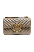 PINKO Grey Leather Love One Mini Shoulder Bag - BrandFit 88