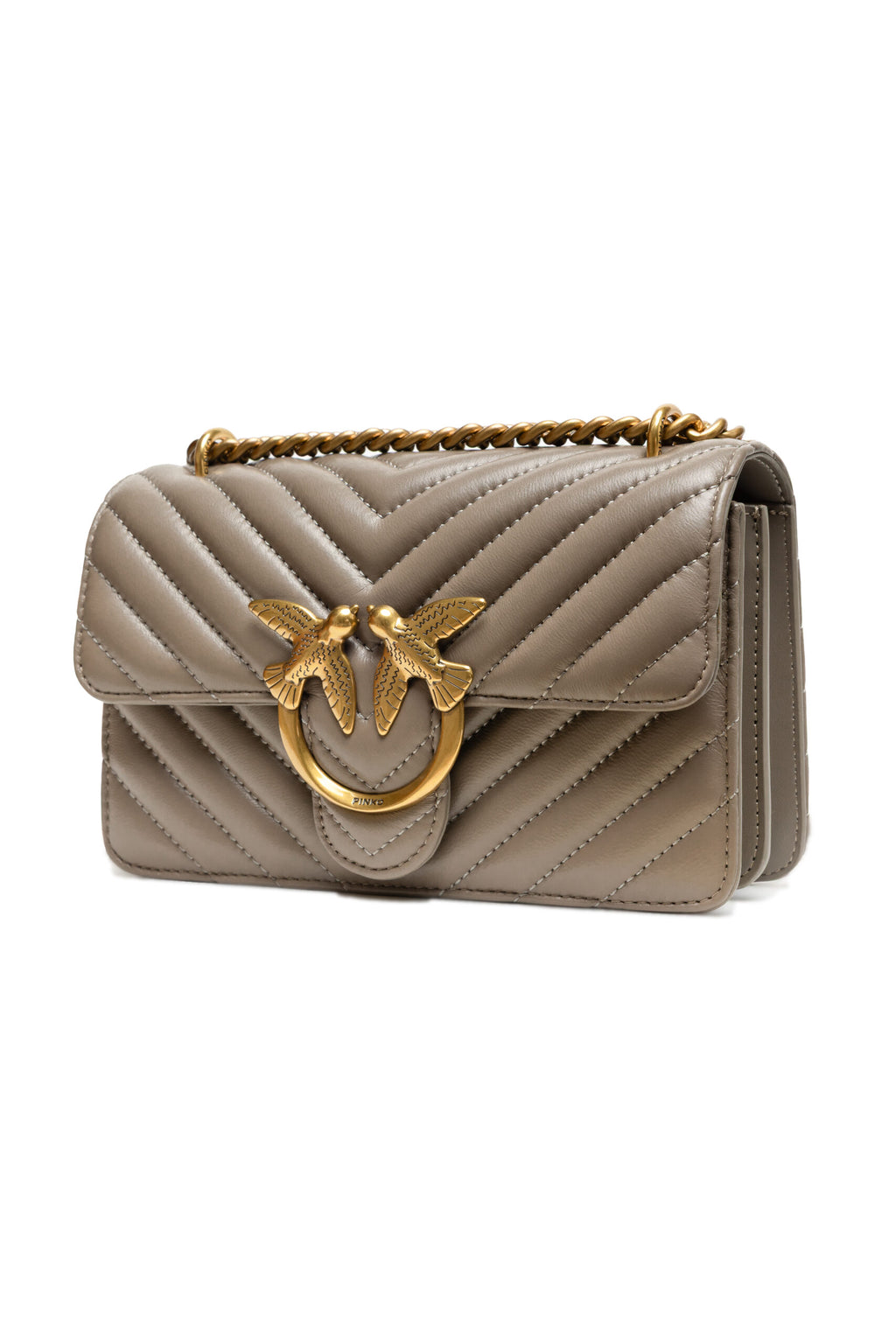 PINKO Grey Leather Love One Mini Shoulder Bag - BrandFit 88