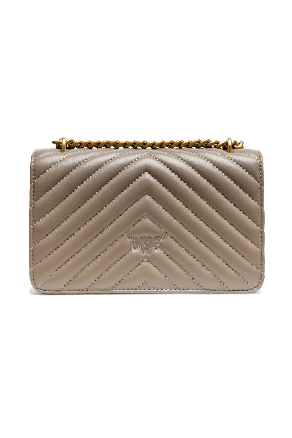 PINKO Grey Leather Love One Mini Shoulder Bag - BrandFit 88