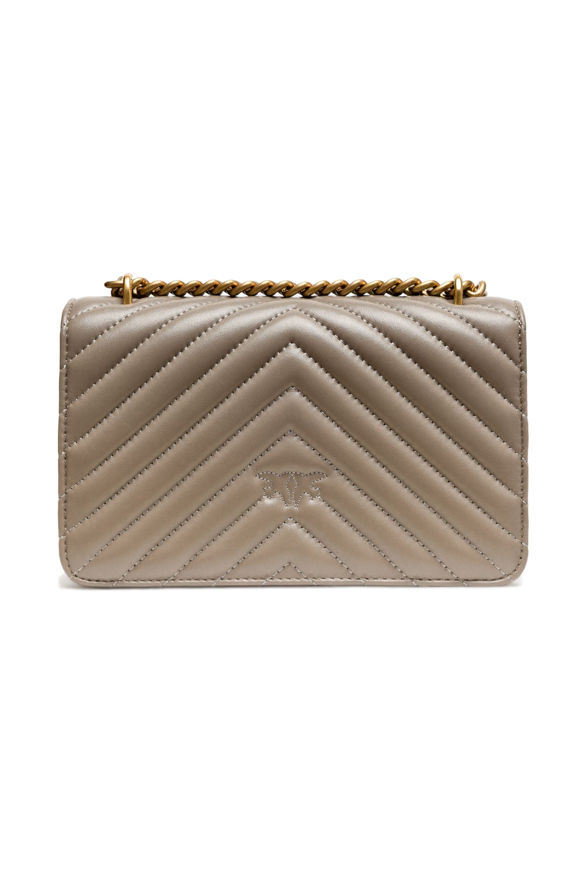 PINKO Grey Leather Love One Mini Shoulder Bag - BrandFit 88