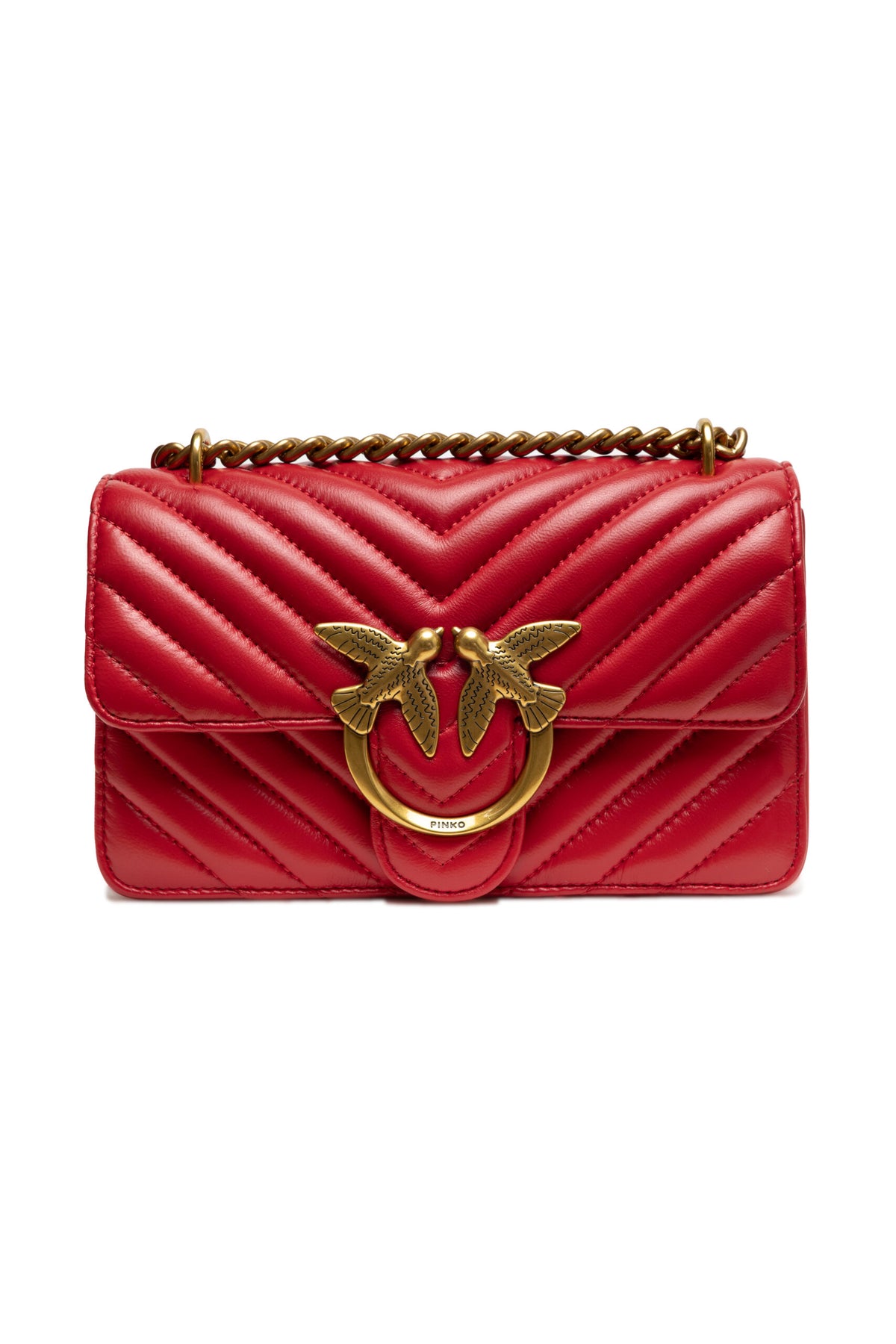 PINKO Red Leather Love One Mini Shoulder Bag - BrandFit 88