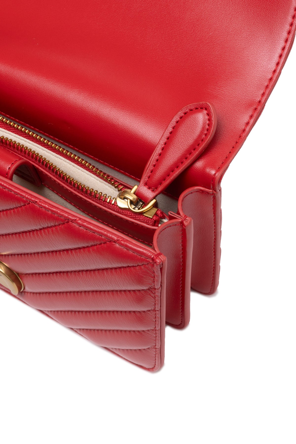 PINKO Red Leather Love One Mini Shoulder Bag - BrandFit 88