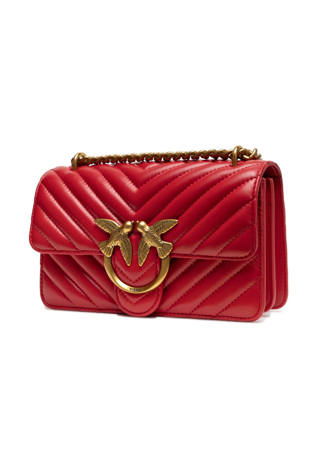 PINKO Red Leather Love One Mini Shoulder Bag - BrandFit 88