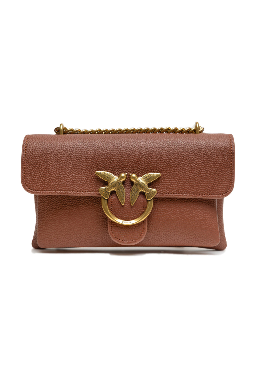 PINKO Brown Leather Love Boucle Riga Shoulder Bag - BrandFit 88