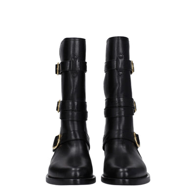 Celine Black Leather Flat Boots