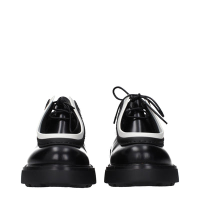 Prada Black Leather Oxfords And Derbies