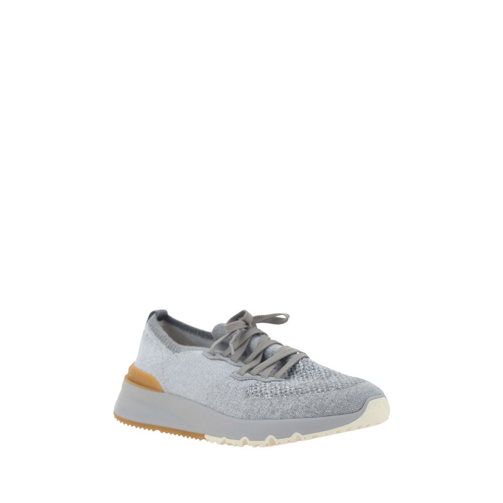 Brunello Cucinelli Gray Cotton Athletic Sneakers