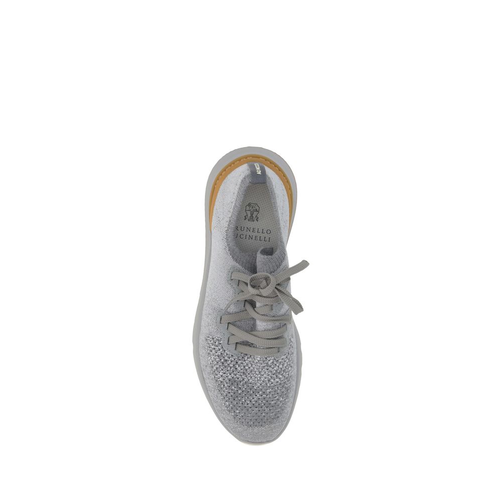 Brunello Cucinelli Gray Cotton Athletic Sneakers