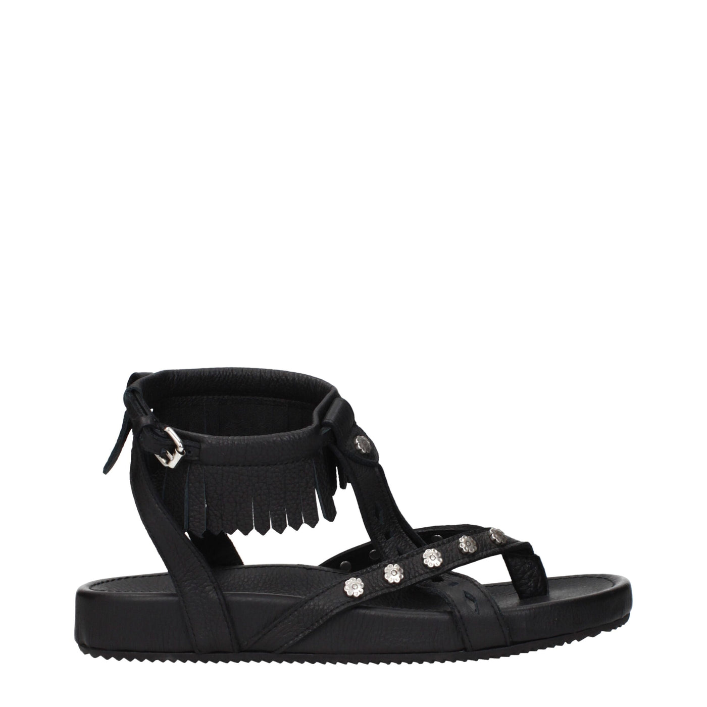 Isabel Marant Black Leather Flat Sandals