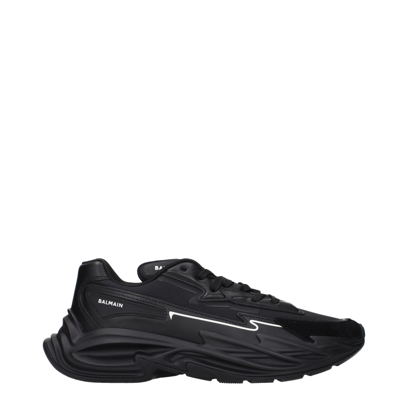 Balmain Black Leather Athletic Sneakers