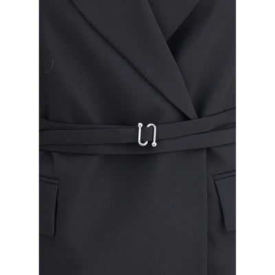 Max Mara Black Fleece Wool Full-Length Jacket