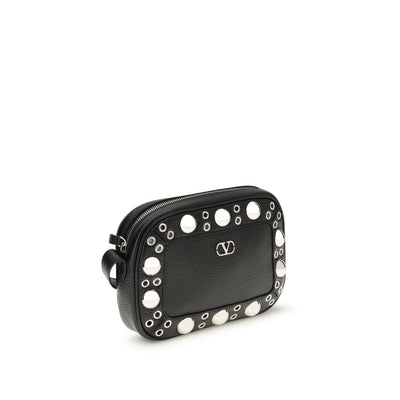 Valentino Garavani Black Leather Shoulder Bag
