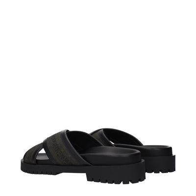 Off-White Green Fabric Sandals