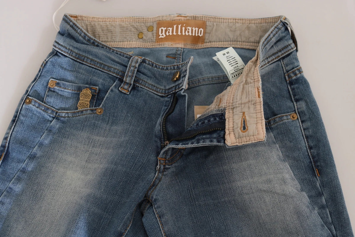 John Galliano Blue Washed Mid Waist Skinny Casual Denim Pants - BrandFit 88