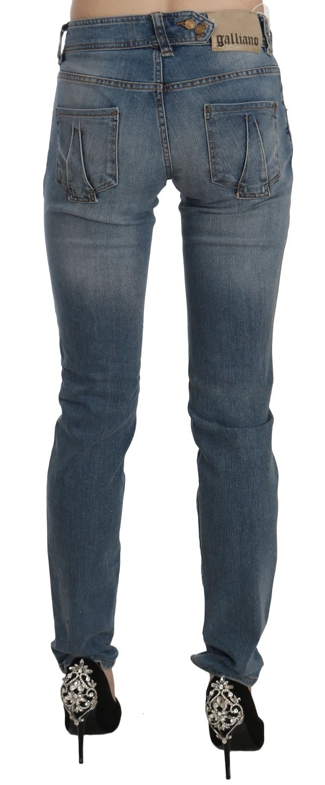 John Galliano Blue Washed Mid Waist Skinny Casual Denim Pants - BrandFit 88