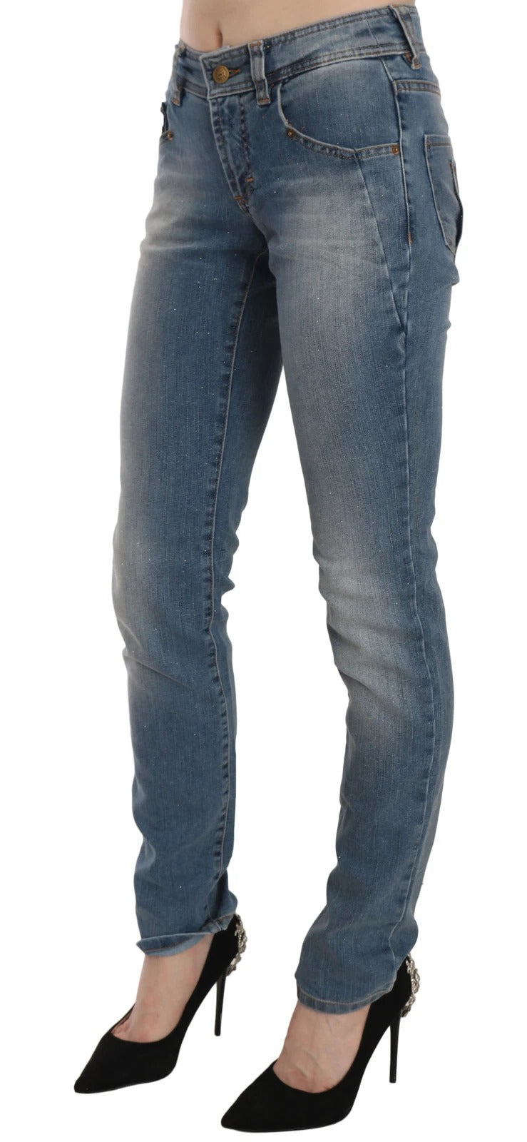 John Galliano Blue Washed Mid Waist Skinny Casual Denim Pants - BrandFit 88