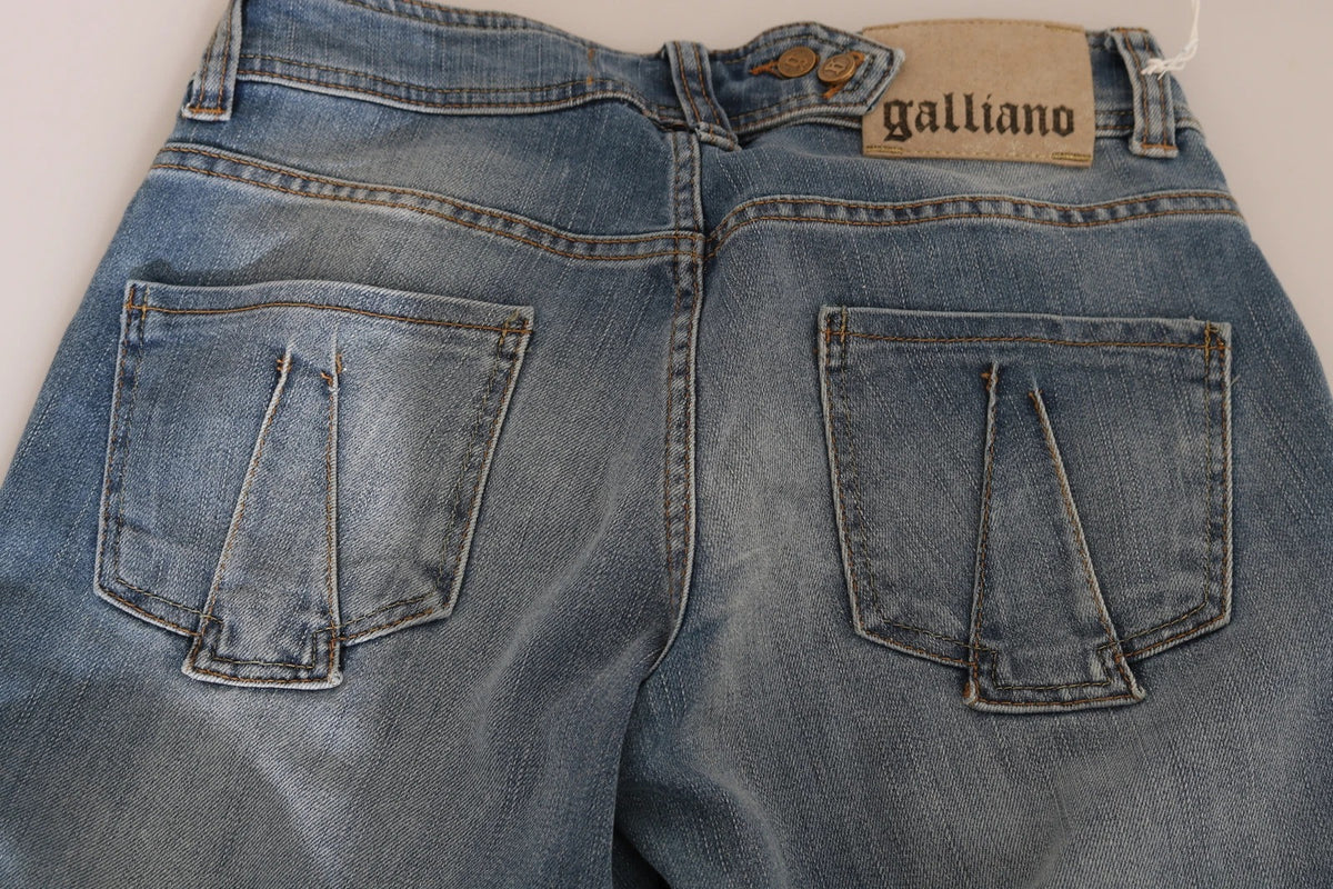 John Galliano Blue Washed Mid Waist Skinny Casual Denim Pants - BrandFit 88