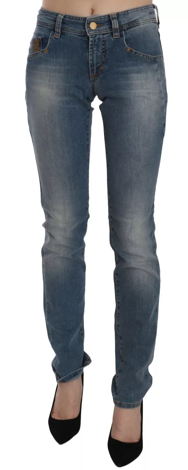 John Galliano Blue Washed Mid Waist Skinny Casual Denim Pants - BrandFit 88