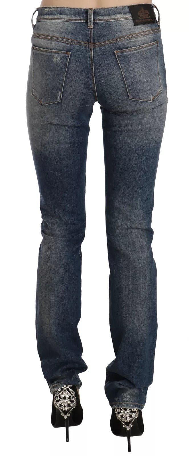 Ermanno Scervino Blue Washed Boot Cut Casual Denim Pants Jeans
