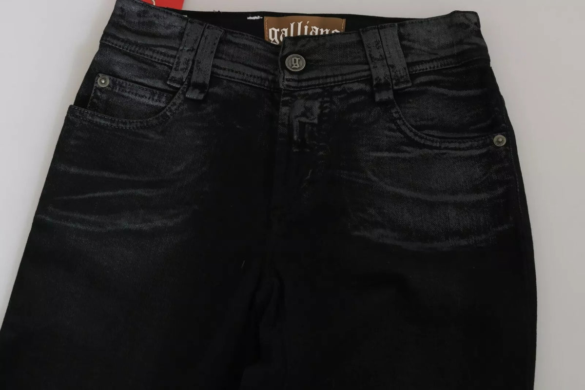 John Galliano Black Washed High Waist Flared Denim Casual Pants Jeans - BrandFit 88