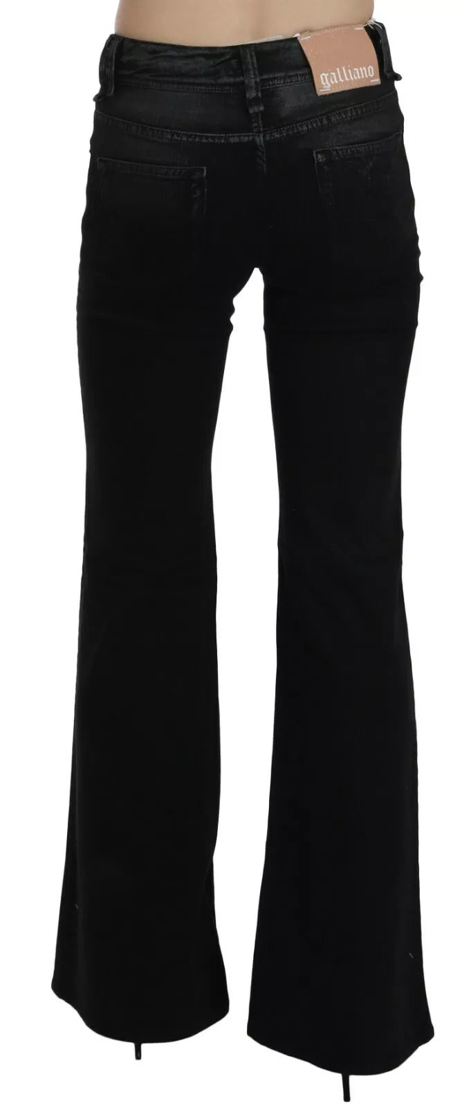 John Galliano Black Washed High Waist Flared Denim Casual Pants Jeans - BrandFit 88