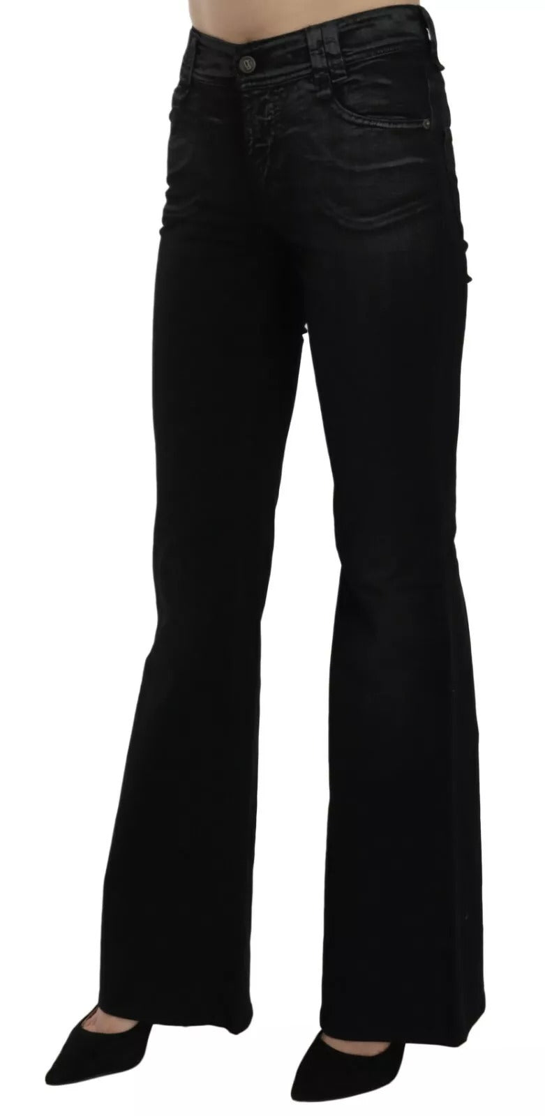 John Galliano Black Washed High Waist Flared Denim Casual Pants Jeans - BrandFit 88