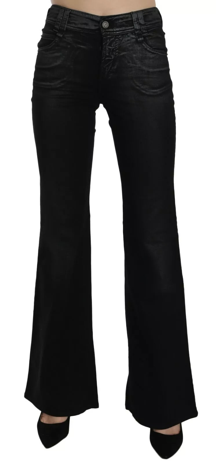 John Galliano Black Washed High Waist Flared Denim Casual Pants Jeans - BrandFit 88