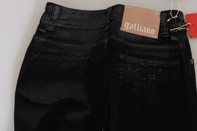 John Galliano Black Washed High Waist Flared Denim Casual Pants Jeans