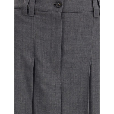 Brunello Cucinelli Gray Polyester Long Skirt