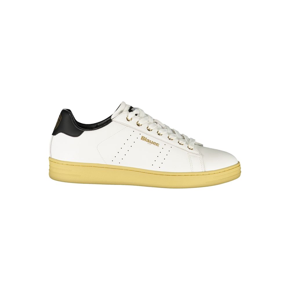 Blauer White Polyurethane Men Sneaker