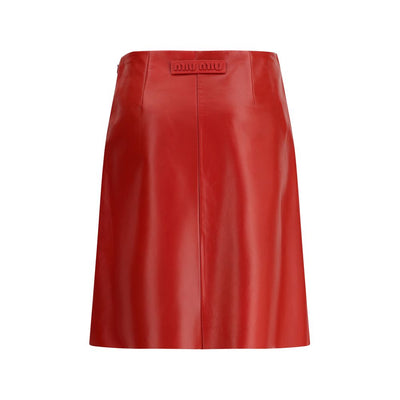 Miu Miu Red Lamb Leather Mini Skirt