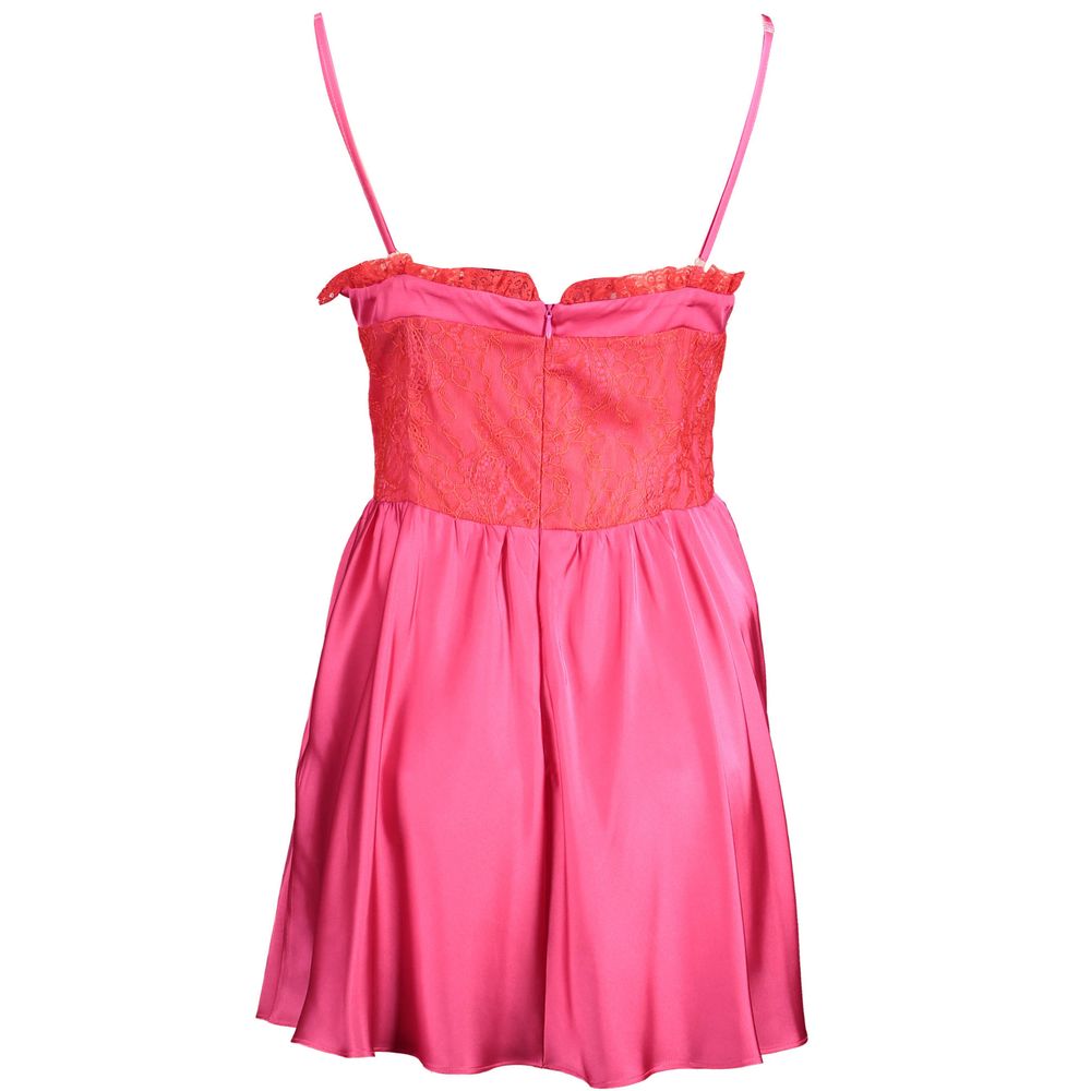 Gaelle Paris Pink Cotton Women Dress with Lace Detail