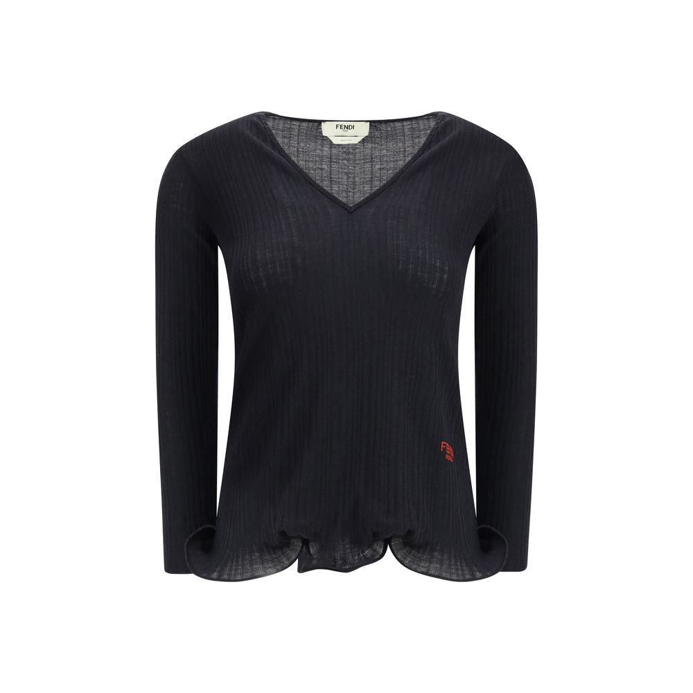 Fendi Black Fleece Wool Top