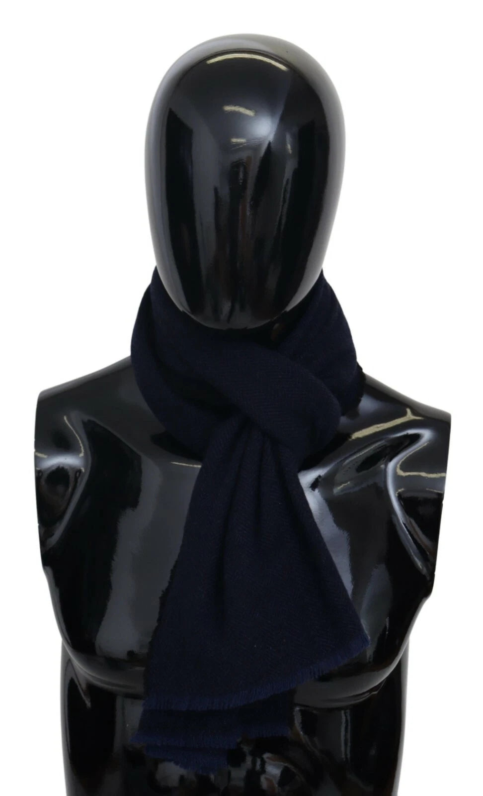 M Missoni Dark Blue Wool Unisex Neck Wrap Fringes Logo Scarf