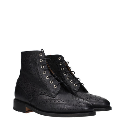 Thom Browne Black Leather Ankle Boots