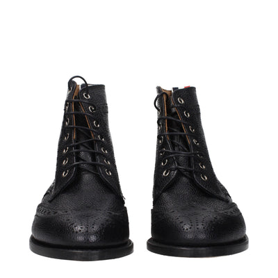 Thom Browne Black Leather Ankle Boots