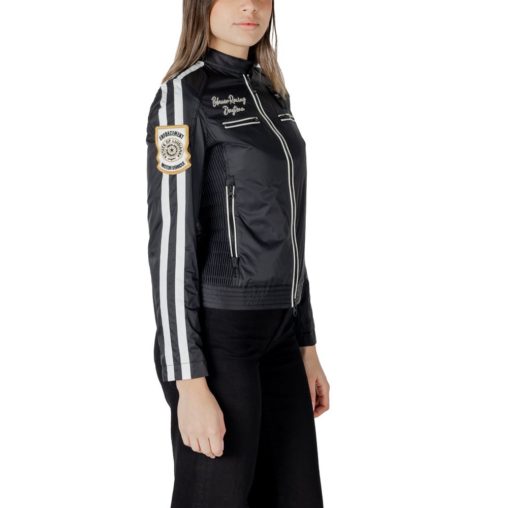 Blauer Black Polyamide Biker Jacket