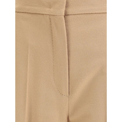 Max Mara Beige Fleece Wool Casual Pants