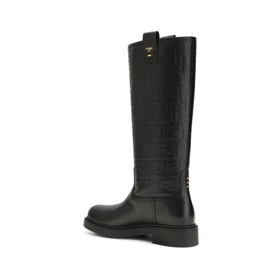 Fendi Black Calf Leather Bos Taurus Ankle Boots