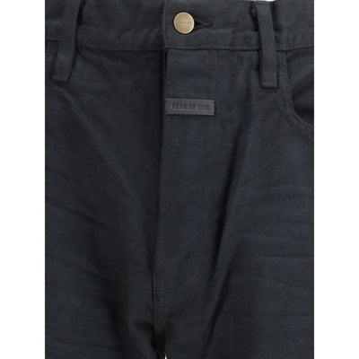 Fear Of God Black Cotton Straight-Leg Jeans