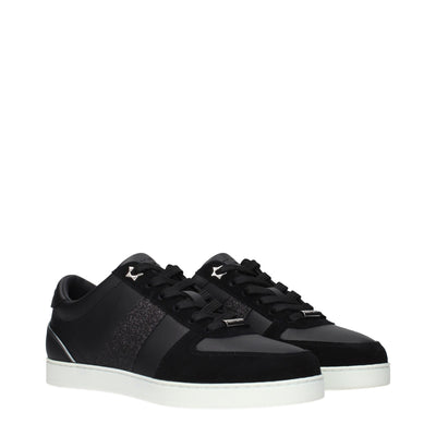 Jimmy Choo Black Leather Low Top Sneakers