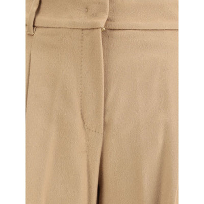 Max Mara Beige Fleece Wool Casual Pants