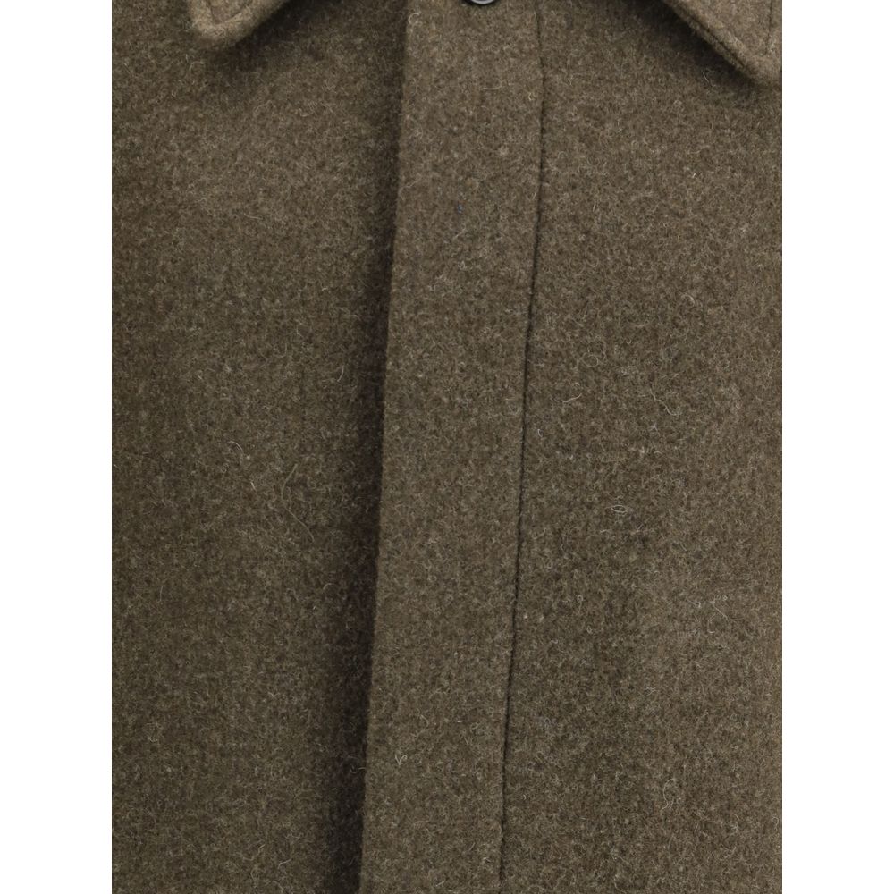 Sunflower Green Fleece Wool Coat