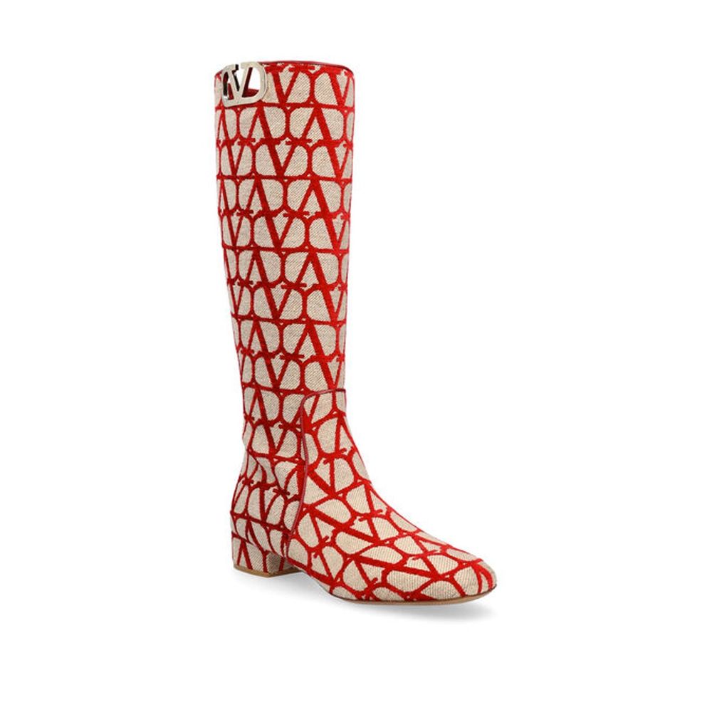 Valentino Garavani Beige Canvas Ankle Boots