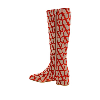 Valentino Garavani Beige Canvas Ankle Boots