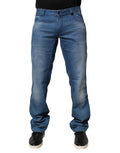 Verri Blue Washed Cotton Regular Fit Men Denim Trouser Jeans
