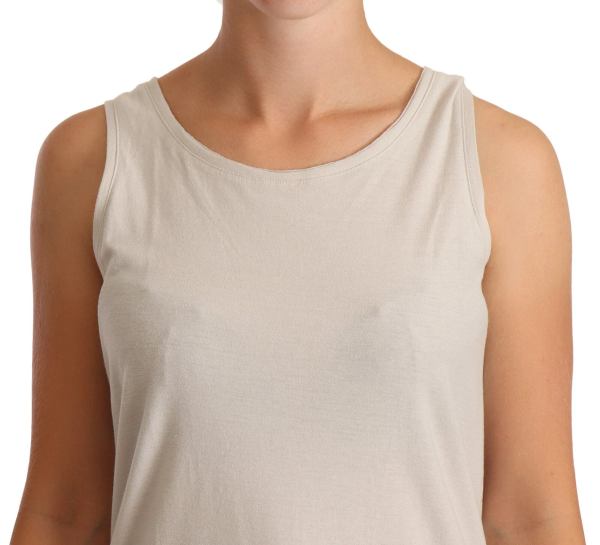 Max Mara Light Gray 100% Cotton Sleeveless Razor Back Tank Top - BrandFit 88